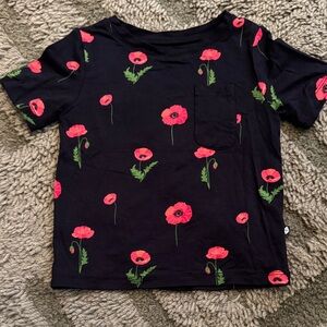 Kyte BABY Black Tee with Red Floral Print